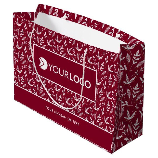 Elegant Custom Company Logo Business Burgundy Large Gift Bag (Back Angled)