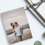 elegant custom couple photo happy birthday love card<br><div class="desc">cute elegant romantic happy birthday card with a personalised photo to your lover/boyfriend,  girlfriend,  husband or wife</div>