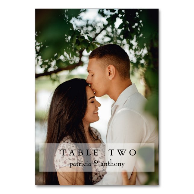 Elegant Custom Couple Photo Wedding Table Number (Front)