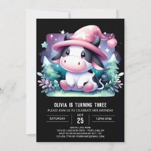 Elegant Custom Cow Birthday Invitation