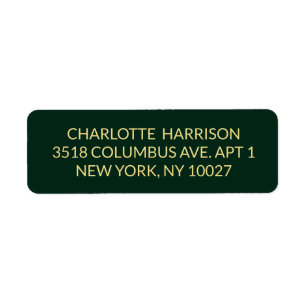 Elegant custom dark green gold return address