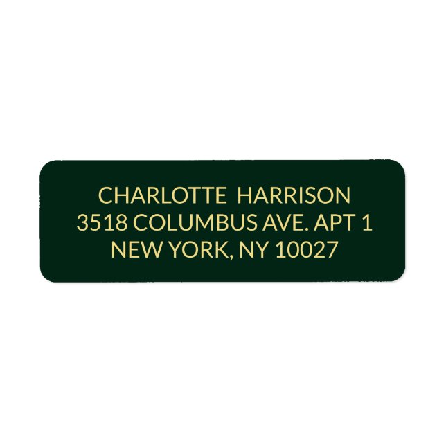 Elegant custom dark green gold return address (Front)