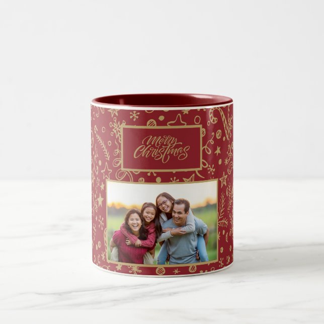 Elegant Custom Family Photo Christmas Mug (Center)