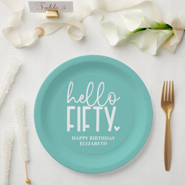 Elegant Custom Fifty and Fabulous Milestone Paper Plate (Wedding)