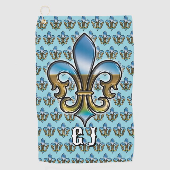 Elegant Custom Fleur De Lis Golf Design Golf Towel (Front)