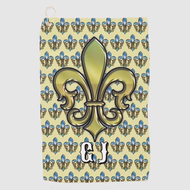 Elegant Custom Fleur De Lis Golf Design Towel (Front)
