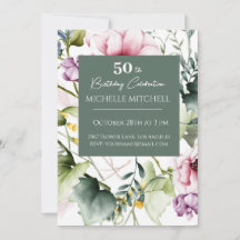 Elegant Custom Floral 50th Birthday   