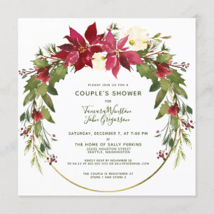 Elegant Custom Floral Christmas Couples Shower Invitation