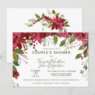Elegant Custom Floral Christmas Couples Shower Invitation