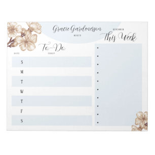 Elegant Custom Floral To-Do Lists Notepad