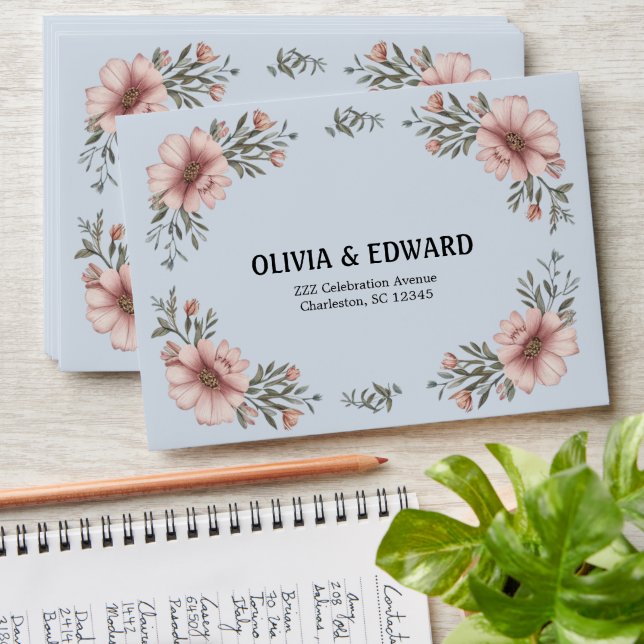 Elegant Custom Floral Wedding Envelope (Stacked)