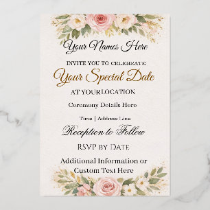 Elegant Custom Floral Wedding Invitations Design