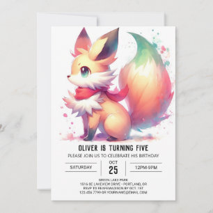 Elegant Custom Fox Birthday Invitation