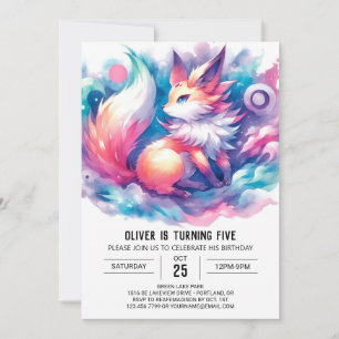 Elegant Custom Fox Birthday Invitation