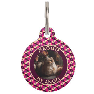 Elegant Custom Fur Dad Gift Honeycomb Print Pet Tag