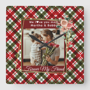 Elegant Custom Gift for Mum Mothers Day 1 Photo Square Wall Clock