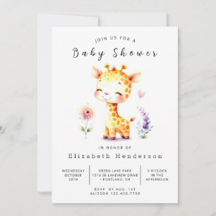Elegant Custom Giraffe Baby Shower Invitation