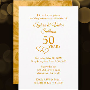 Elegant Custom Golden 50th Anniversary Party Invitation