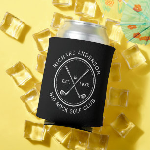 Elegant Custom Golf Club Name Black Soft Drink Can Cooler