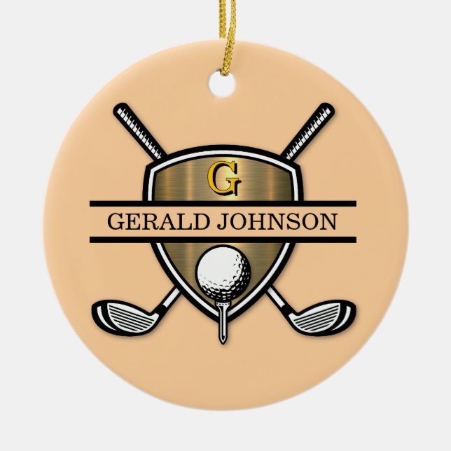 Elegant Custom Golf Monogram Design Ceramic Tree Decoration (Front)