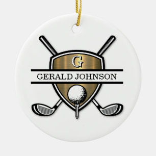 Elegant Custom Golf Monogram Design Ceramic Tree Decoration