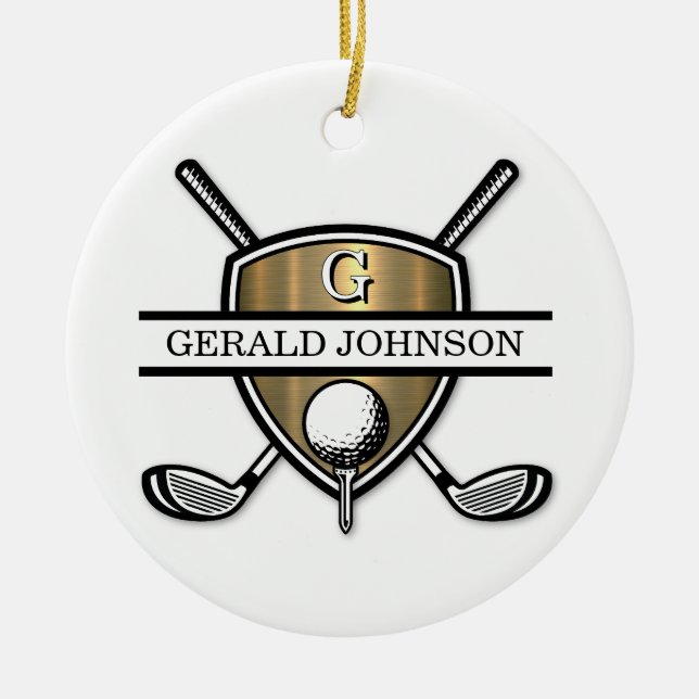 Elegant Custom Golf Monogram Design Ceramic Tree Decoration (Front)