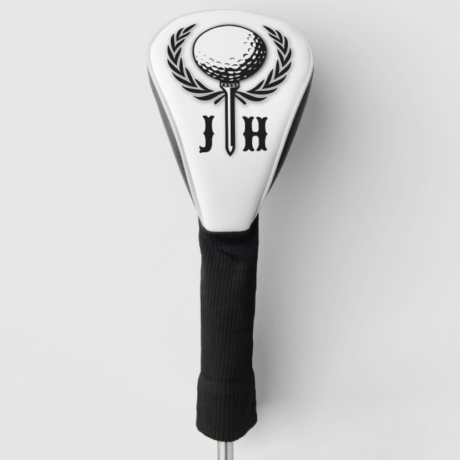 Elegant Custom Golf Monogram Design Golf Head Cover (Front)