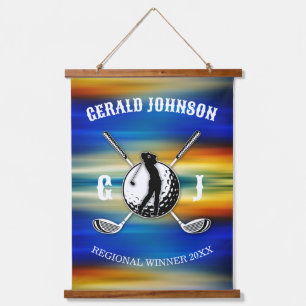 Elegant Custom Golf Monogram Design Hanging Tapestry