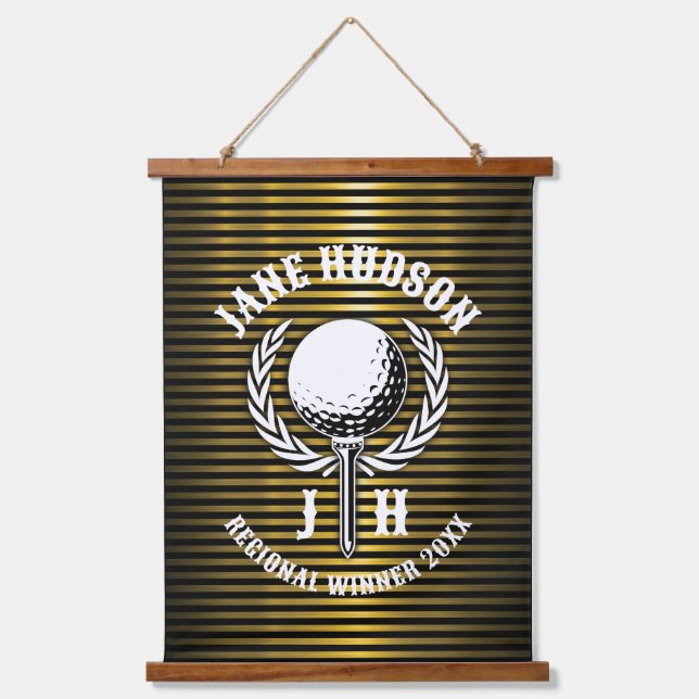 Elegant Custom Golf Monogram Design Hanging Tapestry (Front)