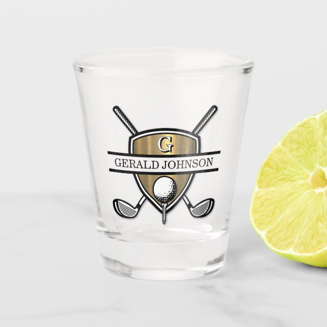Elegant Custom Golf Monogram Design Shot Glass (Front)