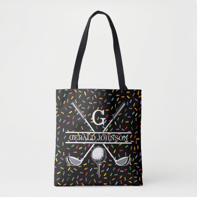 Elegant Custom Golf Monogram Design Tote Bag (Front)