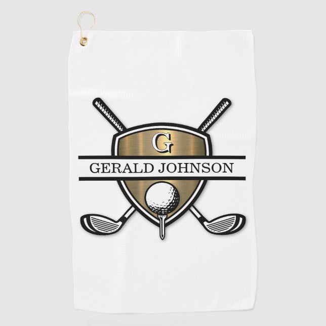 Elegant Custom Golf Monogram Design Towel (Front)
