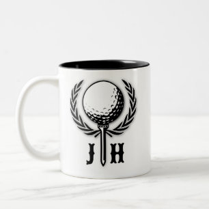 Elegant Custom Golf Monogram Design Two-Tone Coffee Mug