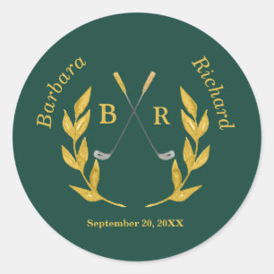 Elegant Custom Golf Theme Wedding Classic Round Sticker