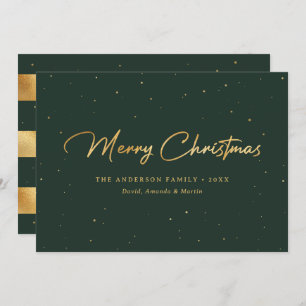 Elegant Custom Green and Gold Foil Christmas Cards
