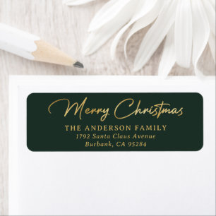 Elegant Custom Green and Gold Foil Merry Christmas