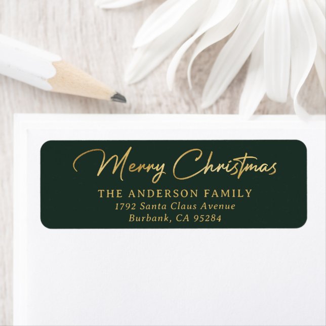 Elegant Custom Green and Gold Foil Merry Christmas (Insitu)