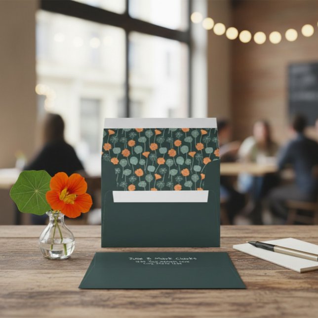 Elegant Custom Green Envelope with Floral Liner (Creator Uploaded)