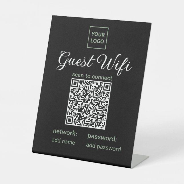 Elegant Custom Guest WiFi Sign with QR Code (Front)