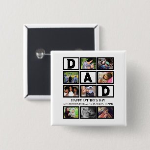Elegant Custom Happy Fathers Day 9 Photo Collage 15 Cm Square Badge