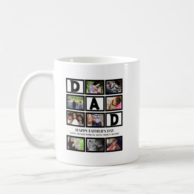 Elegant Custom  Happy Fathers Day 9 Photo Collage  Coffee Mug (Left)