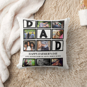 Elegant Custom  Happy Fathers Day 9 Photo Collage  Cushion