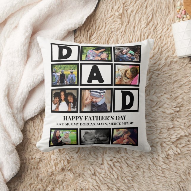 Elegant Custom  Happy Fathers Day 9 Photo Collage  Cushion (Blanket)