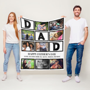 Elegant Custom  Happy Fathers Day 9 Photo Collage  Fleece Blanket