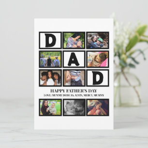 Elegant Custom Happy Fathers Day 9 Photo Collage Holiday Card