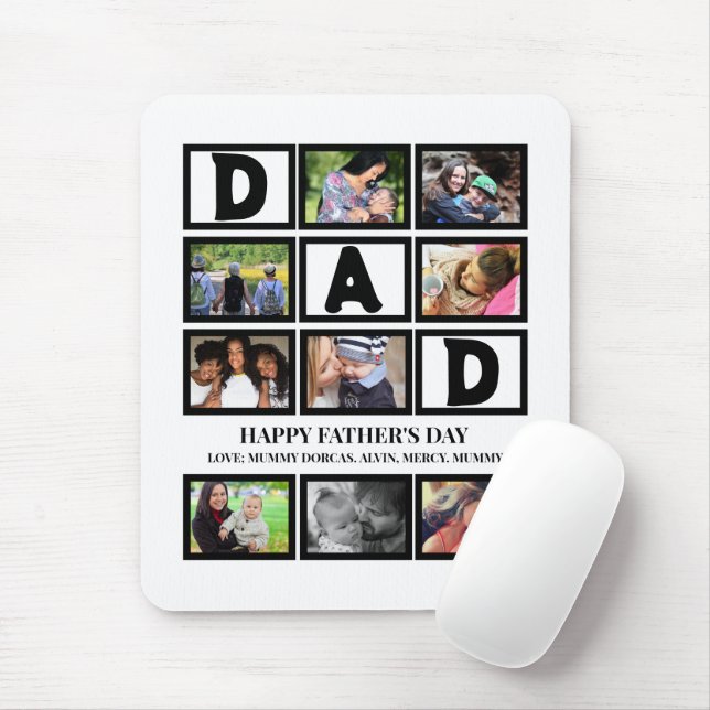 Elegant Custom  Happy Fathers Day 9 Photo Collage  Mouse Mat (With Mouse)