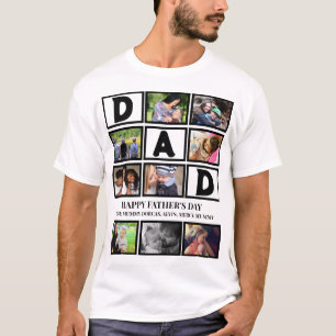 Elegant Custom  Happy Fathers Day 9 Photo Collage T-Shirt