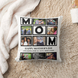 Elegant Custom  Happy Mothers Day 9 Photo Collage  Cushion