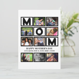 Elegant Custom  Happy Mothers Day 9 Photo Collage  Holiday Card