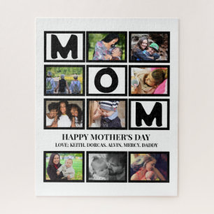 Elegant Custom Happy Mothers Day 9 Photo Collage Jigsaw Puzzle